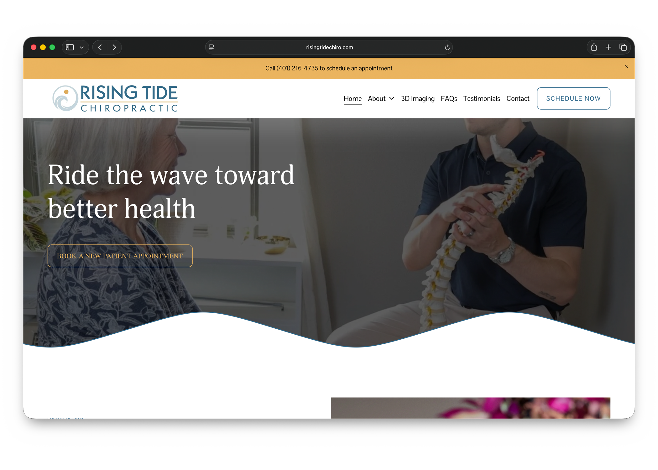 Rising Tide Chiropractic website